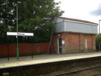 There is little danger of running out of water in the Gents at Romsey, as it has been cunningly located under the old steam engine water tank on the Westbound platform, seen here in May 2011. Notice the blanked off ladder.<br><br>[Ken Strachan 14/05/2011]