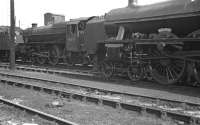 Any of the half a million inhabitants of the ancient Indian city of Kolhapur visiting Kingmoor shed on Sunday 27 August 1967 would likely have taken great offence at the painted nameplate being carried by 45593 at that time. The Jubilee had worked into Carlisle the previous day, bringing in the 09.20 St Pancras - Glasgow Central from Leeds [see image 27938]. Standing nearby, attempting to disassociate itself from the Jubilee, is Black 5 no 45437.<br><br>[Bill Jamieson 27/08/1967]