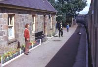 The trim Down platform at Forsinard, as seen from the BR Sunday special from Inverness to Caithness to celebrate the centenary of the 28th July 1874 opening of the final phase of the Far North Line. <br><br>[David Spaven 28/07/1974]