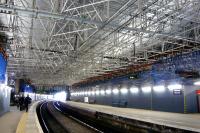 The web of scaffolding that has now been erected over Waverley platform 1 while work proceeds on the current re-roofing project. View east on 19 May 2011.<br><br>[Colin Miller 19/05/2011]