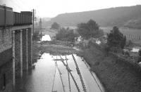 The damage inflicted on the East Coast Main Line by the disastrous floods that occurred during the summer of 1948 is all too evident in this view south at Grantshouse.<br>
<br><br>[Frank Spaven Collection (Courtesy David Spaven) /08/1948]