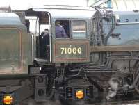 Cab view of 71000 <I>Duke of Gloucester</I> at the south end of Carlisle station on 19 May 2011. The Pacific had arrived earlier with the 'Cumbrian Mountain Express' having worked the special from York.<br><br>[Ken Browne 19/05/2011]