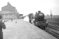 Black 5 no 44694 with the Saturdays only 1H92 8.20am Bradford Exchange - Bridlington train at Normanton, on 26 August 1967. The locomotive was finally withdrawn by BR from Low Moor shed in October of that year.  <br>
<br><br>[Robin Barbour Collection (Courtesy Bruce McCartney) 26/08/1967]