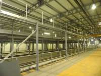 Scene inside the maintenance shed at Gogar tram depot on 24 May 2011.<br><br>[John Yellowlees 24/05/2011]