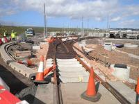 Scene in the yard at Gogar tram depot, Edinburgh, on 24 May 2011.<br><br>[John Yellowlees 24/05/2011]