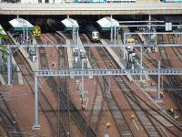 Homegoing passengers starting to gather on the west end bay platforms at Waverley on 10 May, with a pair of class 334 electric units waiting to take out the 17.07 to Milngavie and 158 and 170 diesel units forming other outgoing services.<br><br>[David Pesterfield 10/05/2011]