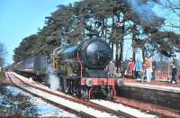The restored B12 4-6-0, now numbered 8572, seen at Holt station on the North Norfolk Railway on 4 March 1995. This was the occasion of the locomotive's return to service following a marathon preservation project.<br><br>[Peter Todd 04/03/1995]