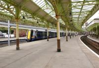 380008 waits on platform 2 at Wemyss Bay with the 1555 hrs departure to Glasgow Central on 29 May 2011.<br>
<br><br>[John McIntyre 29/05/2011]