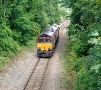 66085 light engine, on the Portbury line, passing through the disused Ashton Gate Station site on 2 June heading for Temple Meads.<br>
<br><br>[Peter Todd 02/06/2011]