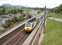 The up <I>Highland Chieftain</I>, 07.55 ex-Inverness, runs through Musselburgh at speed on 11 June 2011.<br><br>[John Furnevel 11/06/2011]