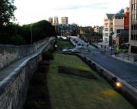 The site of the carriage sidings at York (Old) station. There were three sidings here sandwiched in between the wall and the road. View looks north towards the buffers.<br><br>[Ewan Crawford 13/06/2011]