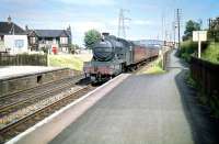 Gresley V3 no 67666  brings a Dunbar - Edinburgh train into Joppa in July 1959.<br><br>[A Snapper (Courtesy Bruce McCartney) 06/07/1959]