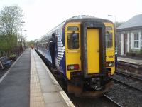 The 1005hrs Stranraer to Glasgow Central makes its first call at Barrhill. The train was scheduled to take 40 minutes for this first leg but had been held up at Glenwhilly crossing by the late running southbound Sprinter. 156506 was back on schedule though by the time it left Ayr. My thanks to the guard for allowing me this quick picture while the passengers joined the train.<br><br>[Mark Bartlett 25/05/2011]