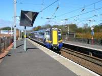 380113 leaving Saltcoats station on 20 June heading for Largs.<br><br>[Veronica Clibbery 20/06/2011]