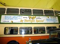 Advertisement for the BR <I>'Starlight Special'</I> excursion trains, attached to the side of a bus in the Glasgow Riverside Museum on 23 June 2011. [See image 19303]<br><br>[Colin Miller 23/06/2011]