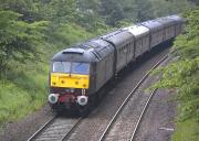 Rear view of the SRPS excursion from Glenrothes with Thornton on 11 June 2011, photographed near Dalgety Bay heading for Leeds, Keighley and Skipton [see image 34458].<br><br>[Bill Roberton 11/06/2011]