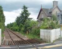 Brodie station, 46 years after its 1965 closure, as seen from the level crossing looking towards Forres. The station is now a house that also has B&B accommodation. <br><br>[Mark Bartlett 28/06/2011]