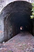 View east through the tunnel at Stowan on the line between Comrie and Crieff. Sleeper indentations were still obvious in 1992.<br><br>[Ewan Crawford /03/1992]