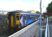 156509 stands at the 1990 Paisley Canal station shortly after arrival from Glasgow Central on 1 July 2011. The single platform terminus replaced the former G&SW through station on the west side of Causeyside Street when this section of the line was reopened [see image 34728].<br><br>[Veronica Clibbery 01/07/2011]