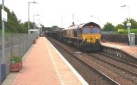 EWS 66177 brings a northbound freight through New Cumnock on 27 June 2011. The train is the 6Z89 from Carlisle to Hunterston consisting of empty box wagons for coal.<br><br>[Colin Miller 27/06/2011]