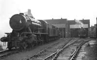 Sunderland shed yard on the very wet afternoon of Saturday 27th May 1967 with, from left to right, WD 2-8-0s Nos. 90200 and 90417, J27 No. 65880 and BR 204HP 0-6-0DM No. D2147. Lurking inside the shed can be seen another J27, No. 65804.<br>
<br><br>[Bill Jamieson 27/05/1967]