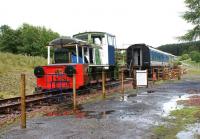 At Whitrope Heritage Centre on 17 July the ex Hartlepool Power Station Fowler 0-6-0 diesel is undergoing full repair and restoration, with work also in hand to repaint the east side of the buffet car from its present South West Trains livery (which looks very much like the Network SouthEast colour scheme) to maroon. <br>
<br><br>[John McIntyre 17/07/2011]