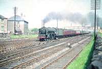 A2 Pacific no 60528 <I>Tudor Minstrel</I> about to turn north towards the Forth Bridge at Saughton Junction on 23 June 1958 with a train for Aberdeen.<br><br>[A Snapper (Courtesy Bruce McCartney) 23/06/1958]