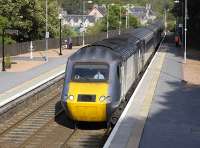 The 12.00 Kings Cross - Inverness 'Highland Chieftain' arrives at Pitlochry on 18 July.<br>
<br><br>[Bill Roberton 18/07/2011]