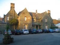 The old station at Keswick may not have a railway line any longer,  but on 11 February 2008 it looked in fine fettle when viewed from the car park. The Station Hotel, off to the right of the photograph, has taken over the station building, to which it is linked by a covered walkway, as it was in railway days. <br>
<br>
<br><br>[John McIntyre 11/02/2008]