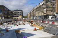 Progress with the tram works at Haymarket on 26 July 2011, looking west.<br><br>[Bill Roberton 26/07/2011]
