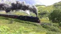 Black 5 no 44871 loses her footing briefly on the climb out of Glenfinnan on 27 July with the afternoon train to Mallaig.<br><br>[Colin Miller 27/07/2011]