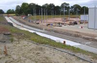 West end of the tram depot at Gogar on 1 August 2011, with the 'main line' to the airport being prepared.<br>
<br><br>[Bill Roberton 01/08/2011]