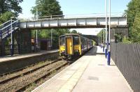 The 1034 hrs service from Morecambe to Leeds departs from <br>
Wennington on 30 July 2011. Wennington was once the junction between the closed Midland Railway route to Lancaster & Morecambe via the Lune Valley and the Furness & Midland Railways joint line to Carnforth.<br>
<br><br>[John McIntyre 30/07/2011]