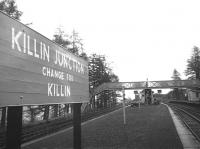 View east from a lonely Killin Junction station at Easter 1966, with the branch platform to the left. Everything appeared untouched since the departure of the last train on 27th September the previous year.<br>
<br><br>[David Spaven //1966]