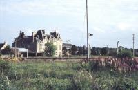 Peaceful scene at Forres in 1979. The stately building in the background is the Royal Station Hotel standing on Tytler Street [see image 28610].<br><br>[Ian Dinmore //1979]