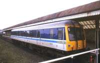 Railcar 55012 stands at Falmouth Docks station in March 1992.<br><br>[Ian Dinmore 12/03/1992]