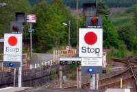 View north from the platform at Crianlarich station in July 2011 showing the junction of the routes to Oban and Fort William [see image 24130].<br><br>[John Steven 31/07/2011]