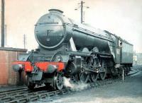 A3 Pacific no 60035 <I>Windsor Lad</I> prepares to move off Haymarket shed and head for Waverley in March 1959.<br><br>[A Snapper (Courtesy Bruce McCartney) 28/03/1959]