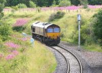 66154 running between Niddrie West Junction and Portobello on 29 July 2011. The locomotive had arrived at Niddrie West from Millerhill and is thought to be in the process of being turned on the Niddrie/Portobello triangle. <br>
<br><br>[John Furnevel /07/2011]