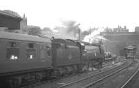 The RCTS Great Central Rail Tour at Nottingham Victoria on 13 August 1966 with Bulleid West Country Pacific no 34002 <I>Salisbury</I> in charge. The train is about to depart on the final leg of the tour, returning to Marylebone via the GC London Extension.<br><br>[K A Gray 13/08/1966]