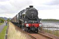 The first 'Forth Circle' of the day on 21 August 2011, hauled by 45231, by the shores of the Forth near Culross.<br><br>[Bill Roberton 21/08/2011]