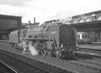 70014 <I>Iron Duke</I> waits on the centre road at Carlisle in August 1967. The Pacific is waiting to take forward the combined 2pm ex-Glasgow Central + 2.5pm ex-Edinburgh as the 1M38 for Manchester & Liverpool.<br><br>[K A Gray 05/08/1967]