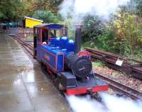 Scene at Torosay on the Isle of Mull Railway on a wet 24 August, with 'Victoria' at the platform.<br><br>[Andrew Wilson 24/08/2011]