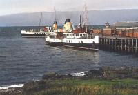 Scene at Wemyss Bay on 12 September 1957. DEPV <I>Talisman</I> is nearest the camera with PS <I>Jupiter</I> beyond.<br><br>[A Snapper (Courtesy Bruce McCartney) 12/09/1957]