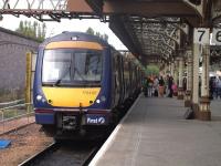 170406 is routed into platform 7 at Perth with an Inverness - Edinburgh train on 27 August 2011, with platform 4 closed for repair work [see image 35415].<br>
<br><br>[Brian Forbes 27/8/2011]