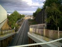 Looking South-East to the original yard at DIRFT in late August 2011, the new line is clearly complete; even if there's some more concrete to add to the bridge.<br><br>[Ken Strachan 25/08/2011]