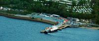 An aerial view of Wemyss Bay station on 29 August 2011, with M.V. Bute at the pier.<br><br>[Ewan Crawford 29/08/2011]