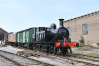 Scene on the East Somerset Railway at Cranmore on 3 August 2011. Former LBSCR class E1 no 32110 is awaiting a new boiler - but the paint job looks good.<br><br>[Peter Todd 03/08/2011]