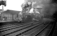 46256 <i>Sir William A Stanier FRS</i> takes over as relief locomotive on the up 'Royal Scot' at Carlisle on 14 September 1963.<br><br>[Robin Barbour Collection (Courtesy Bruce McCartney) 14/09/1963]