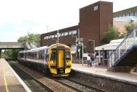 The 14.33 from Edinburgh Waverley arrives at Falkirk Grahamston on 15 August on its way to Dunblane.<br><br>[John Furnevel 15/08/2011]